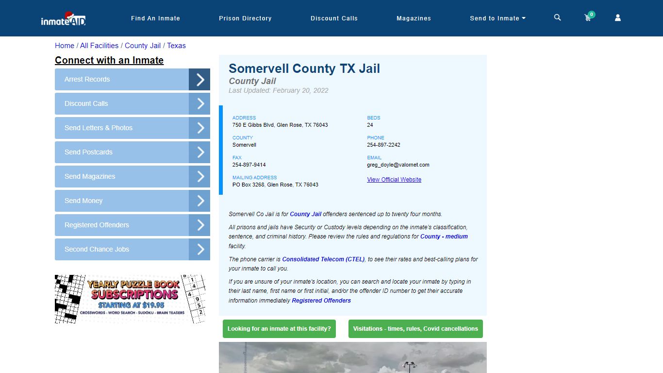 Somervell County TX Jail - Inmate Locator - Glen Rose, TX