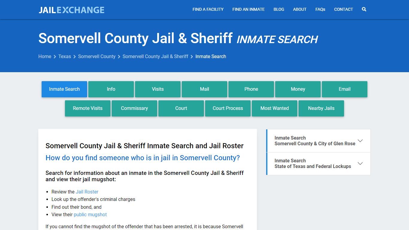 Somervell County Jail & Sheriff Inmate Search - Jail Exchange